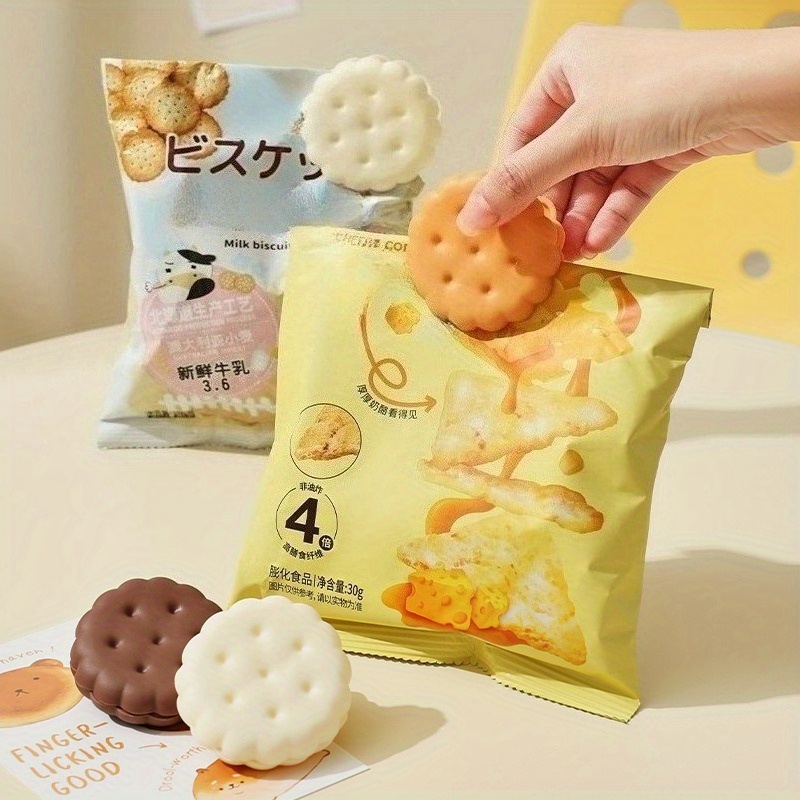 Yellow Food Snacks - 2pcs White/Yellow Cookie-Shaped Snack Clips -