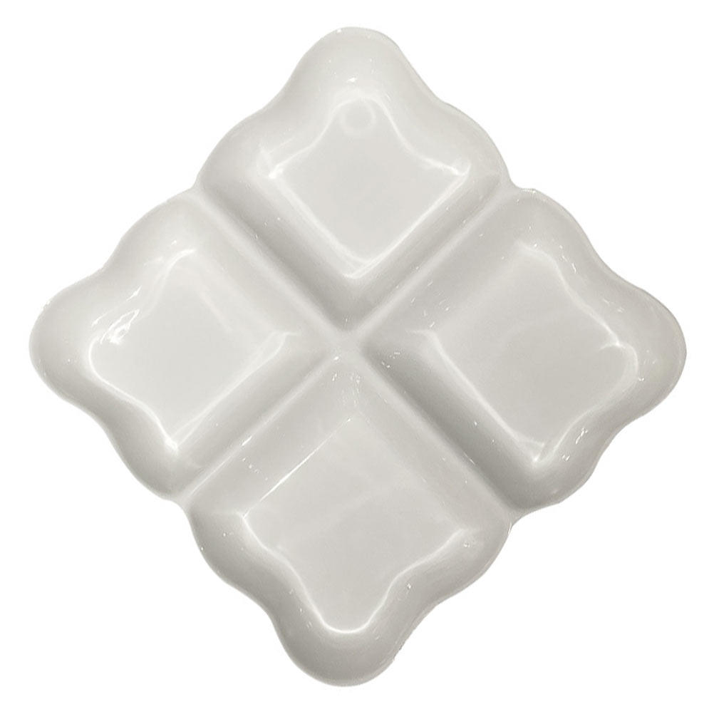 Food Snacks Restaurant - 4-Section Food Plate Ceramic Serving Tray