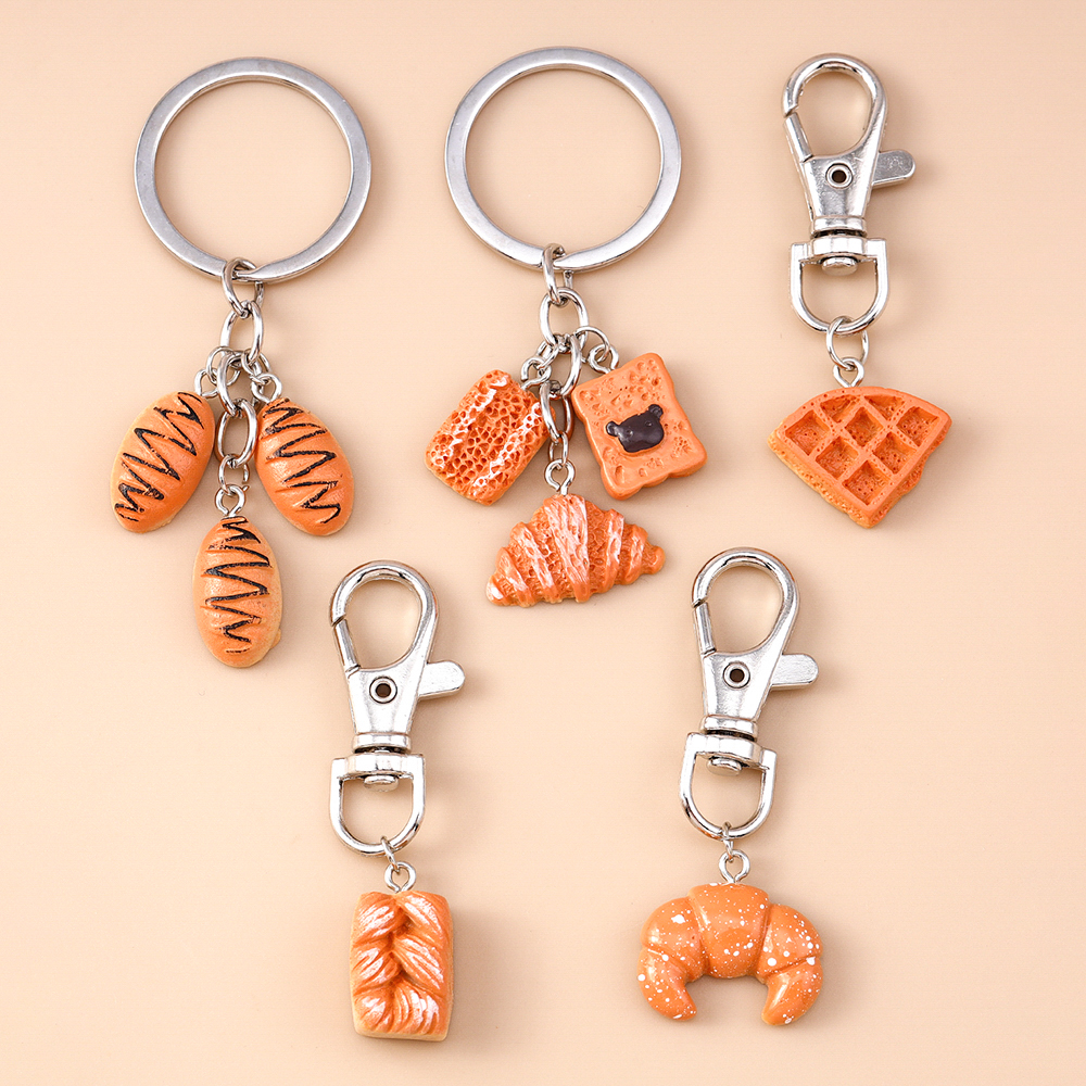 Food Zinc - New Resin Waffle Croissant Bread Keychain