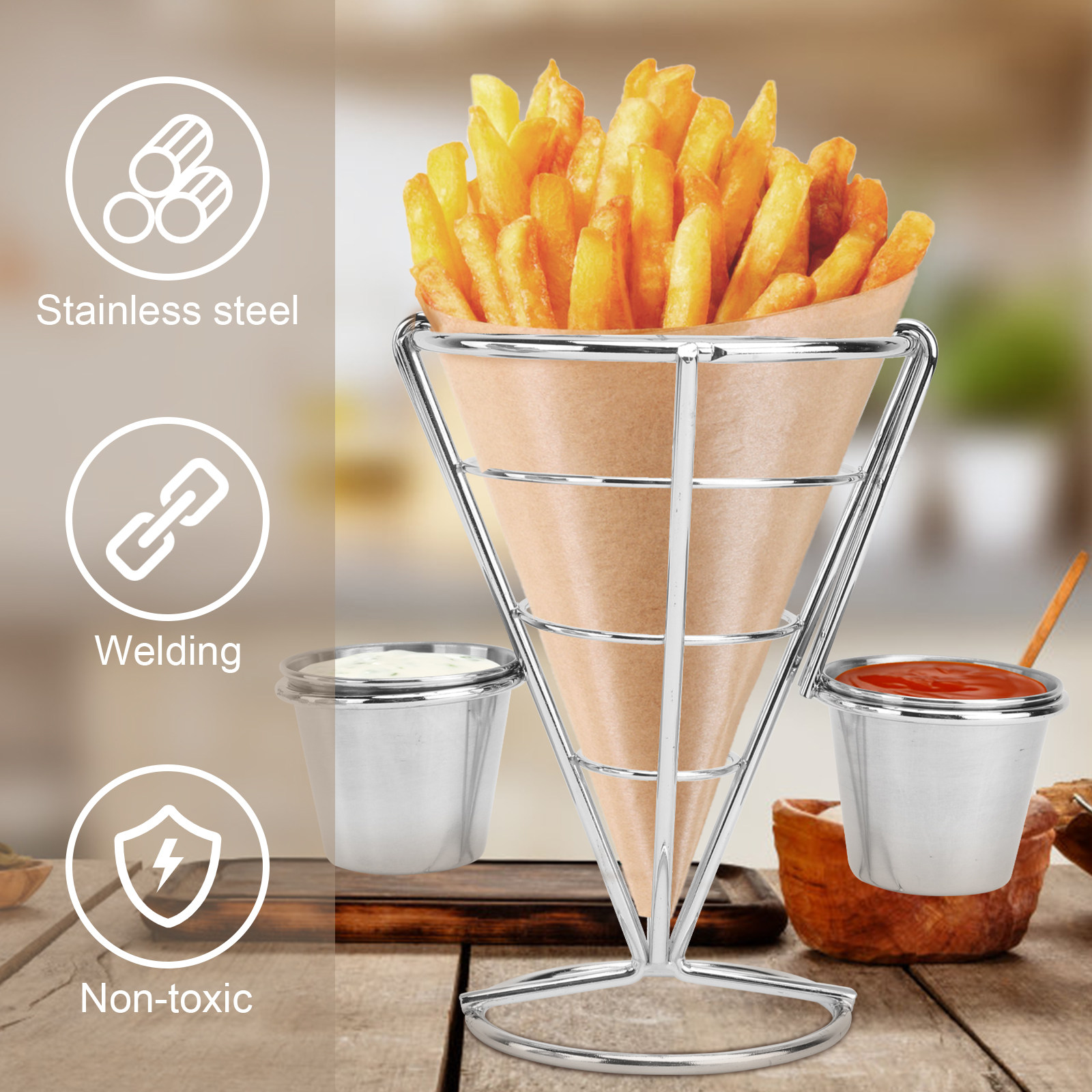 Food Snacks Restaurant - Basket Cone Display Stand French Fries