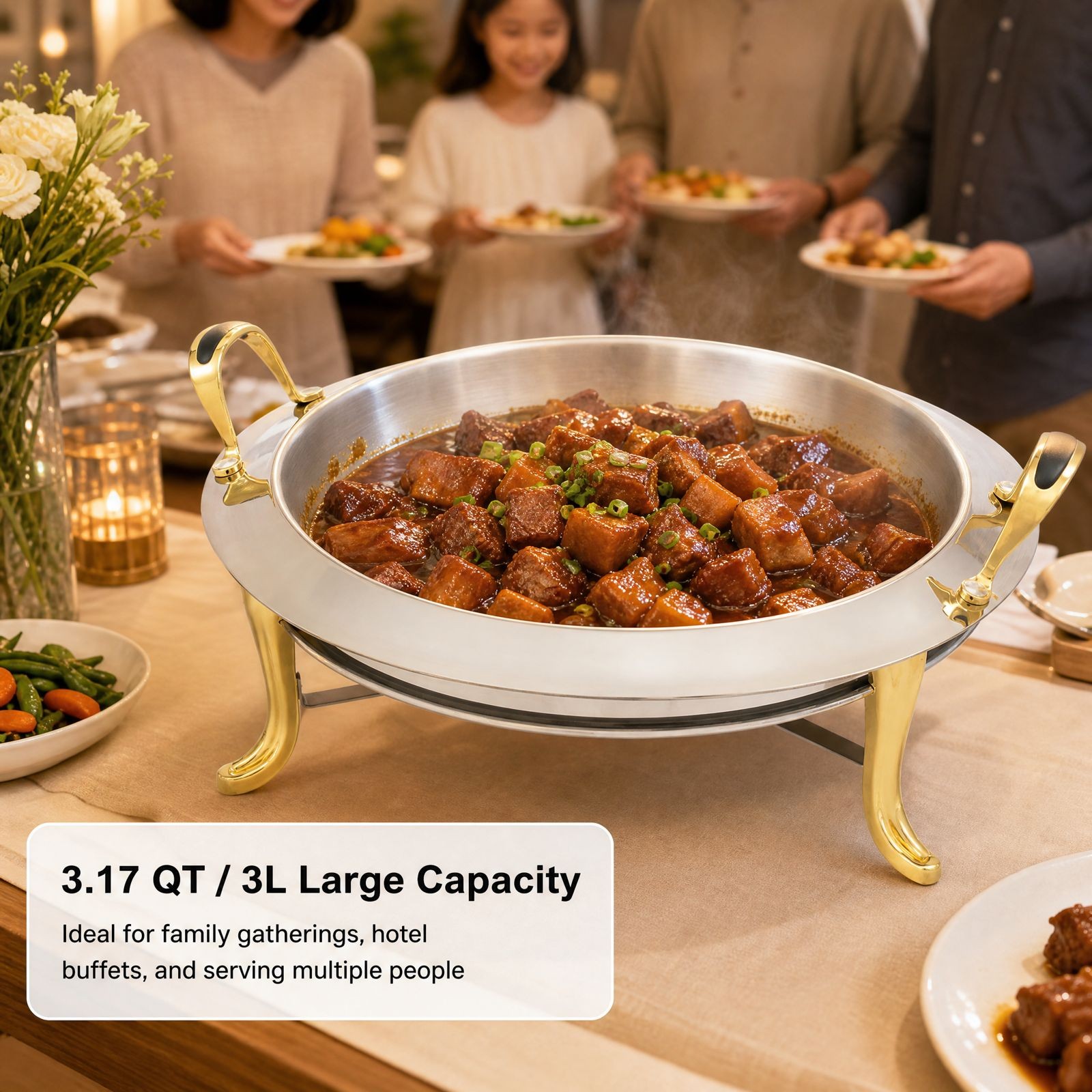 Round Chafing Dish Buffet Set  - مراجعة Food Snacks Restaurant وسعره