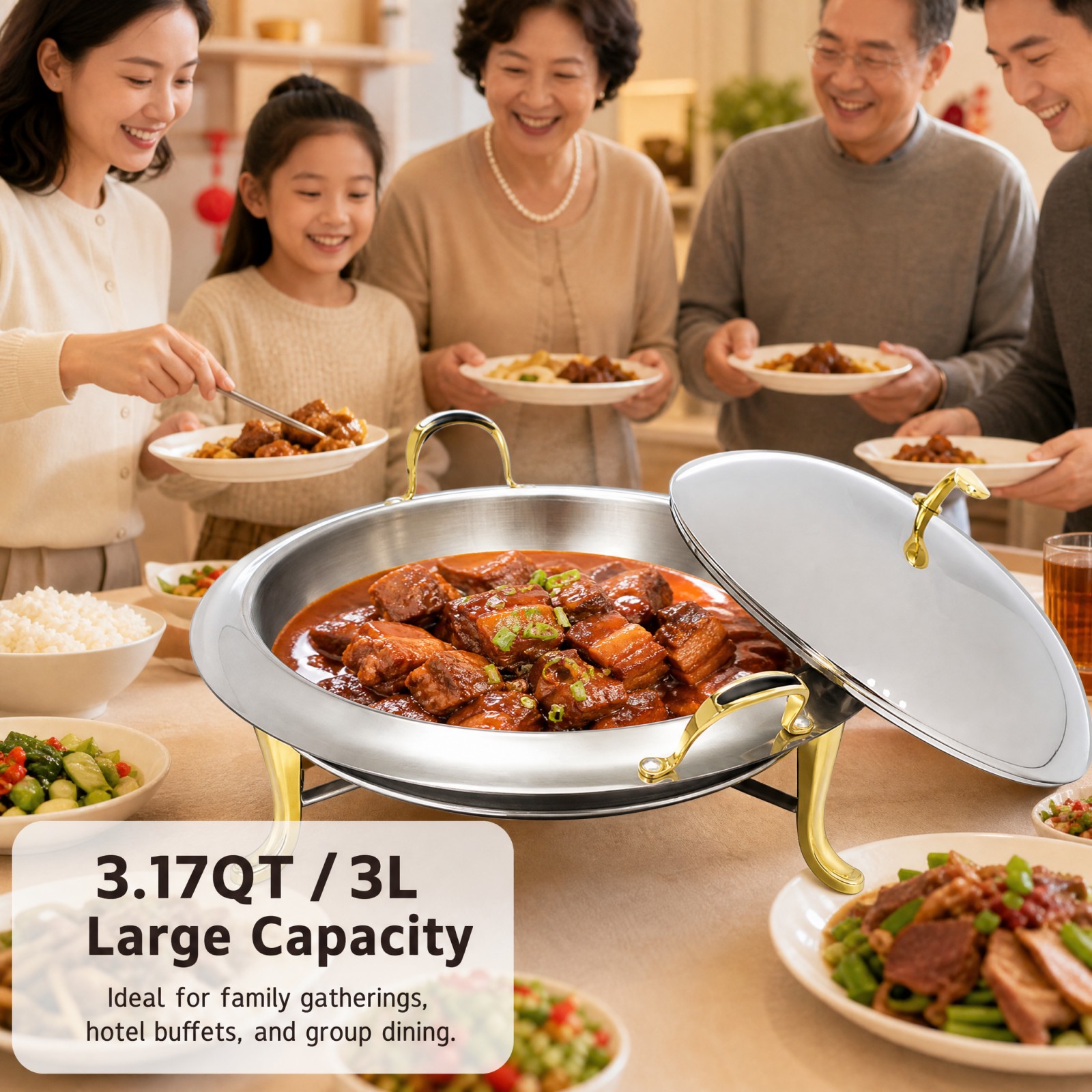 Round Chafing Dish Buffet Set  - مراجعة Food Snacks Restaurant وسعره