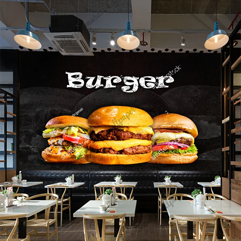 Custom Burger Photo Wallpaper  - مراجعة Food Snacks Background وسعره