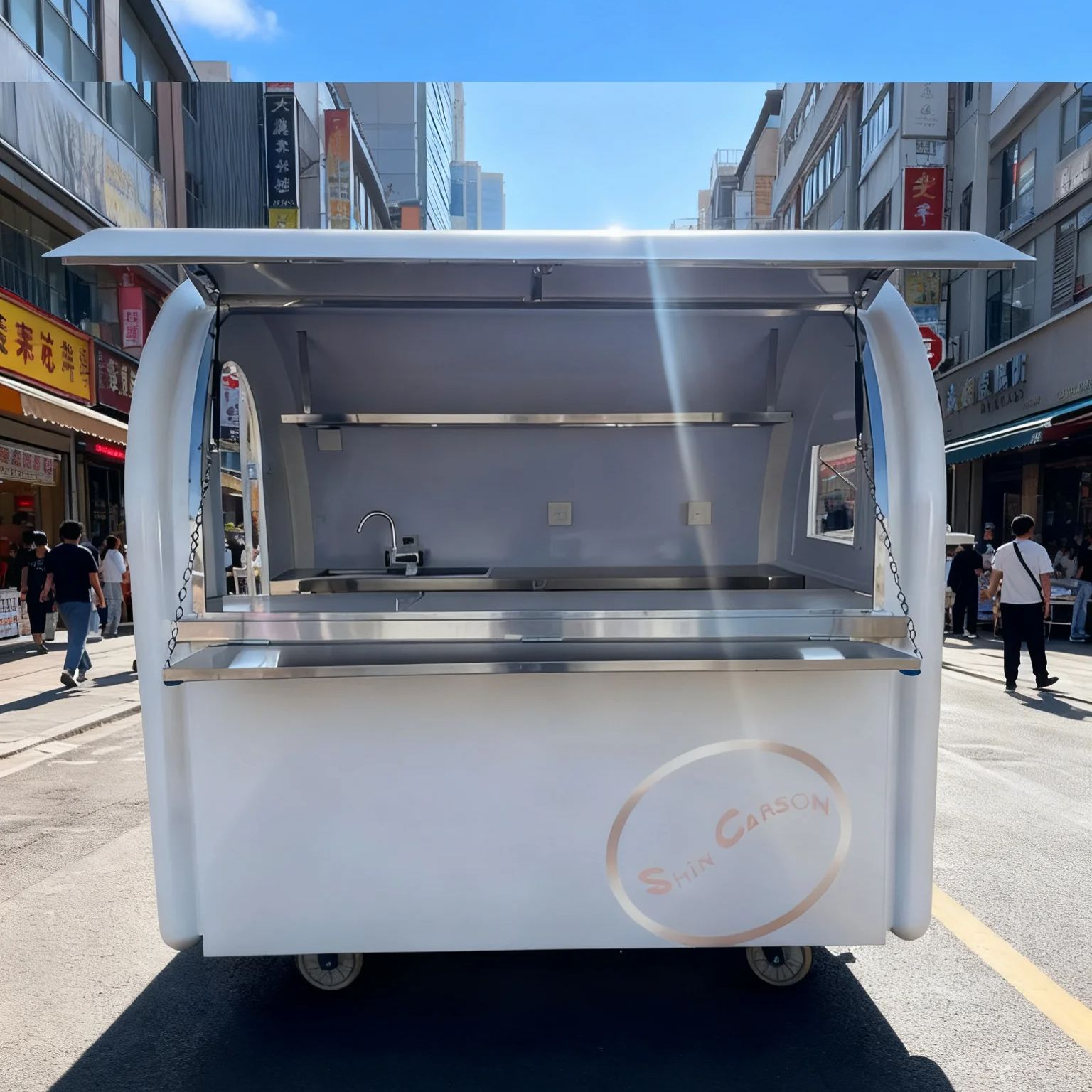 Outdoor Food Trailer round Mob - مراجعة Food Snacks Business وسعره