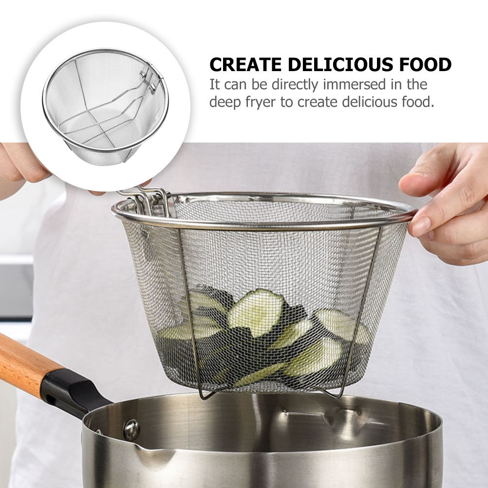 Folding Fry Basket Heat Resist - مراجعة Food Snacks Restaurant وسعره