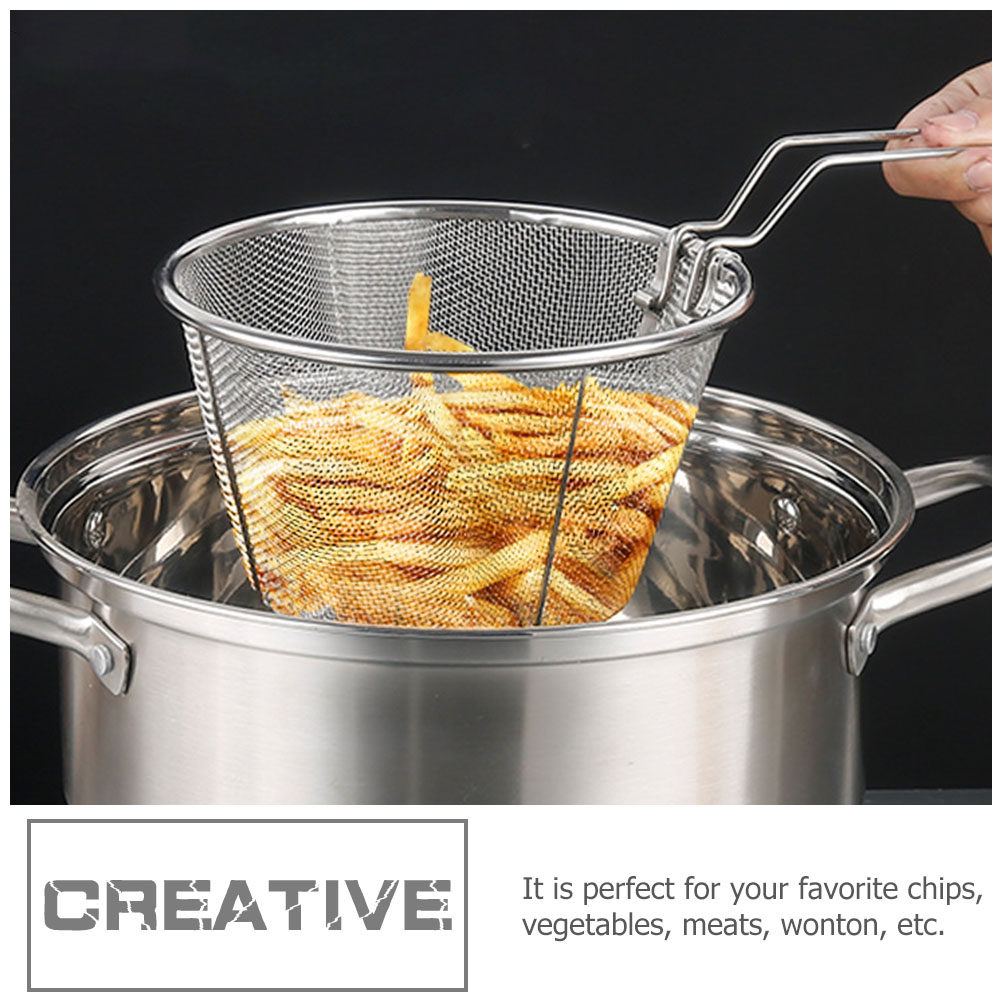 Folding Fry Basket Heat Resist - مراجعة Food Snacks Restaurant وسعره