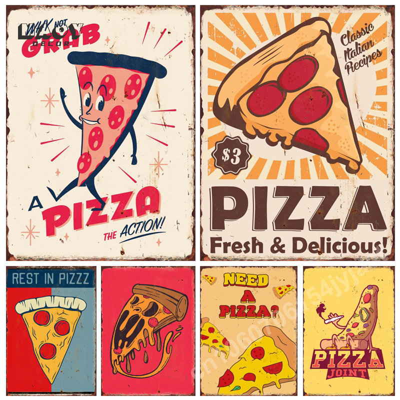 Pizza Funny Food Metal Tin Sig - مراجعة Food Snacks Background وسعره