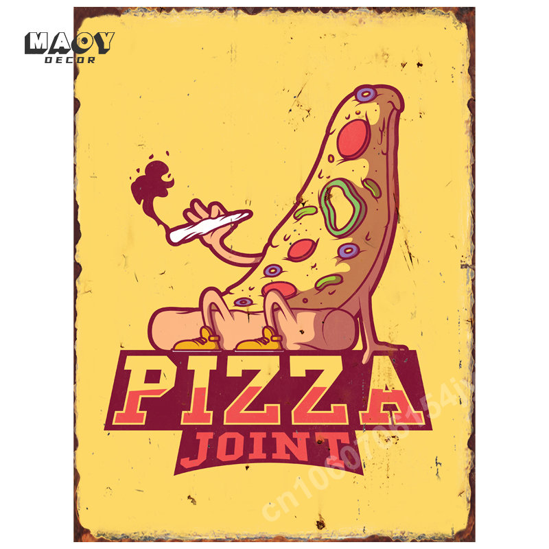 Pizza Funny Food Metal Tin Sig - مراجعة Food Snacks Background وسعره