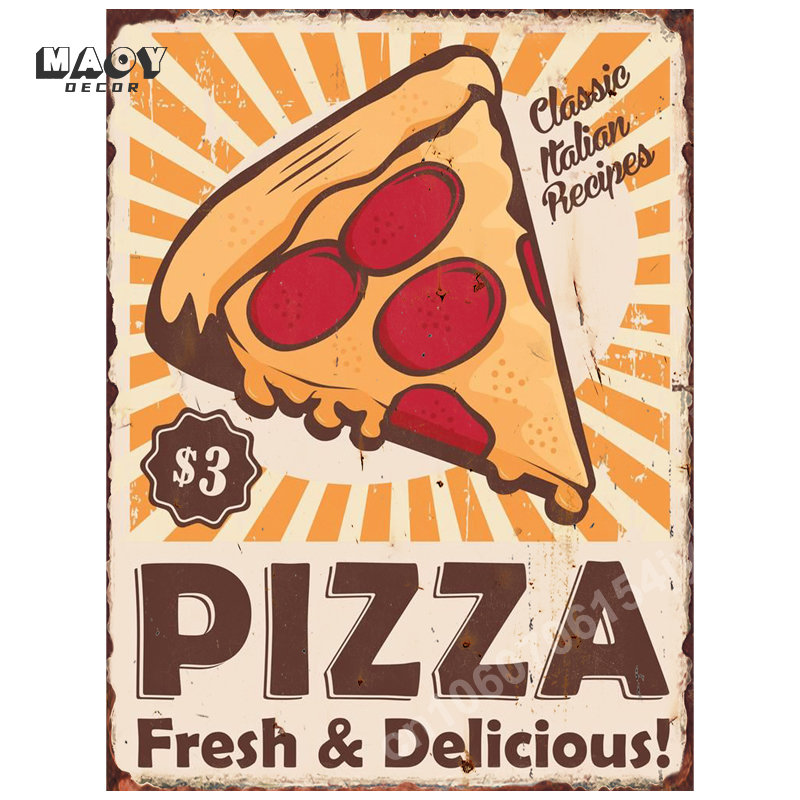 Pizza Funny Food Metal Tin Sig - مراجعة Food Snacks Background وسعره