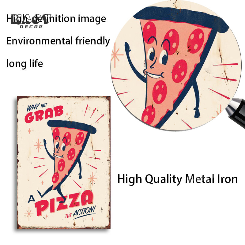 Pizza Funny Food Metal Tin Sig - مراجعة Food Snacks Background وسعره