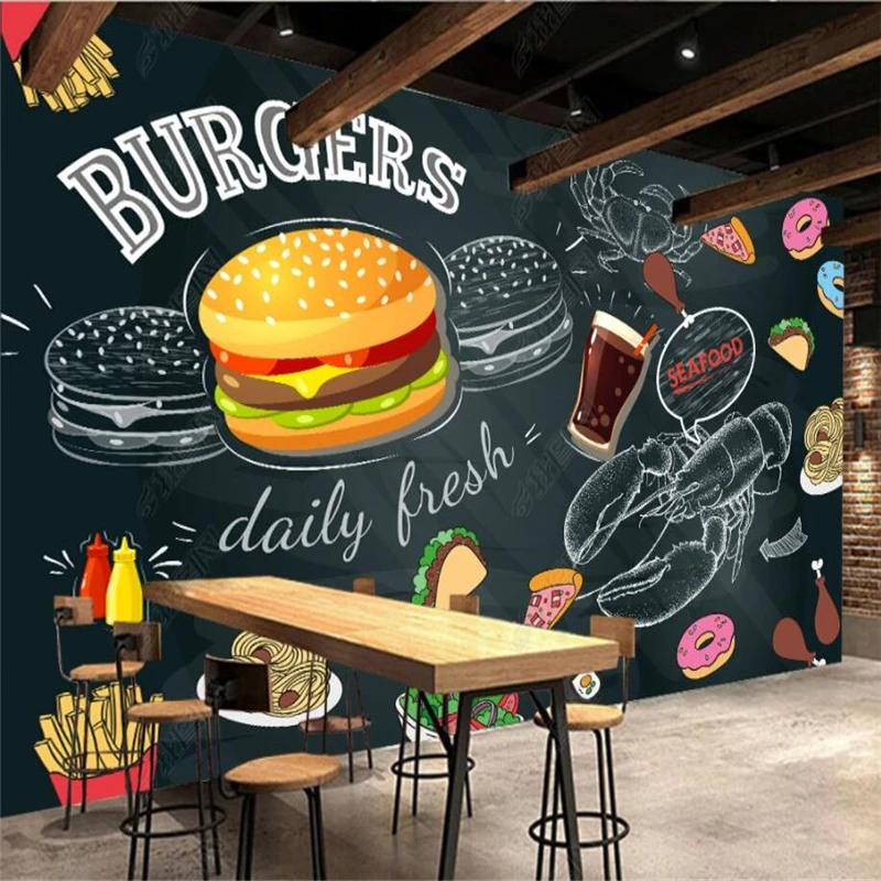 Blackboard Hand Painted Burger - مراجعة Food Snacks Background وسعره