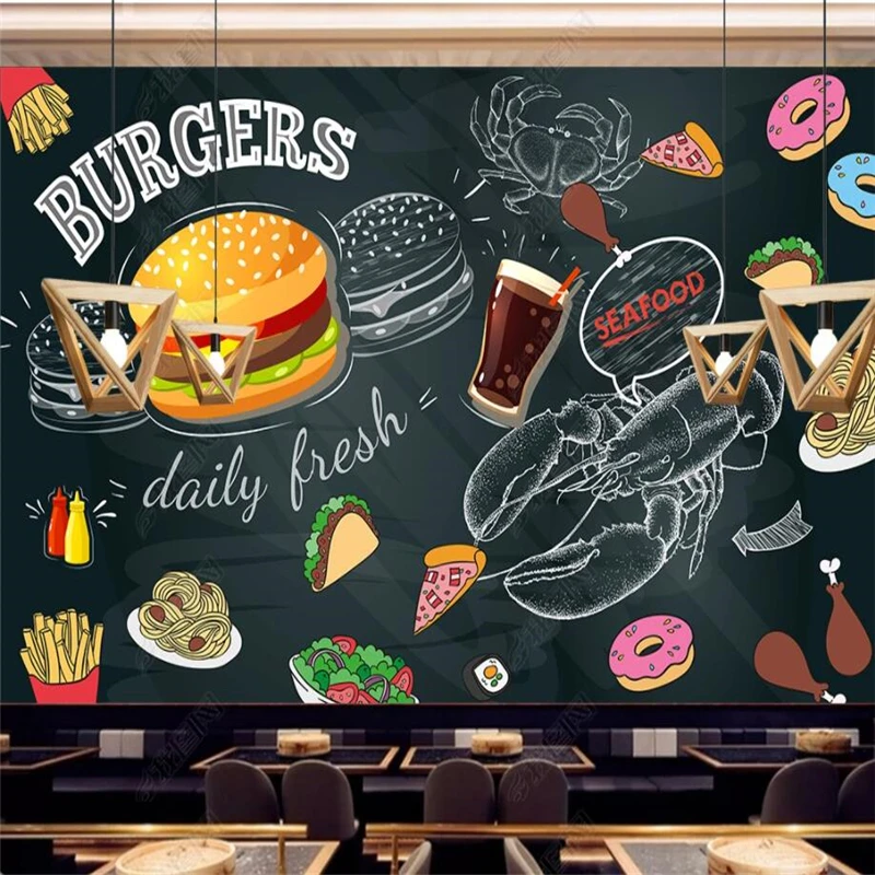 Blackboard Hand Painted Burger - مراجعة Food Snacks Background وسعره