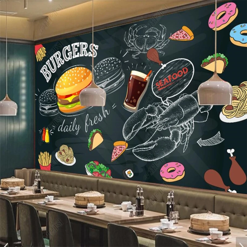 Blackboard Hand Painted Burger - مراجعة Food Snacks Background وسعره