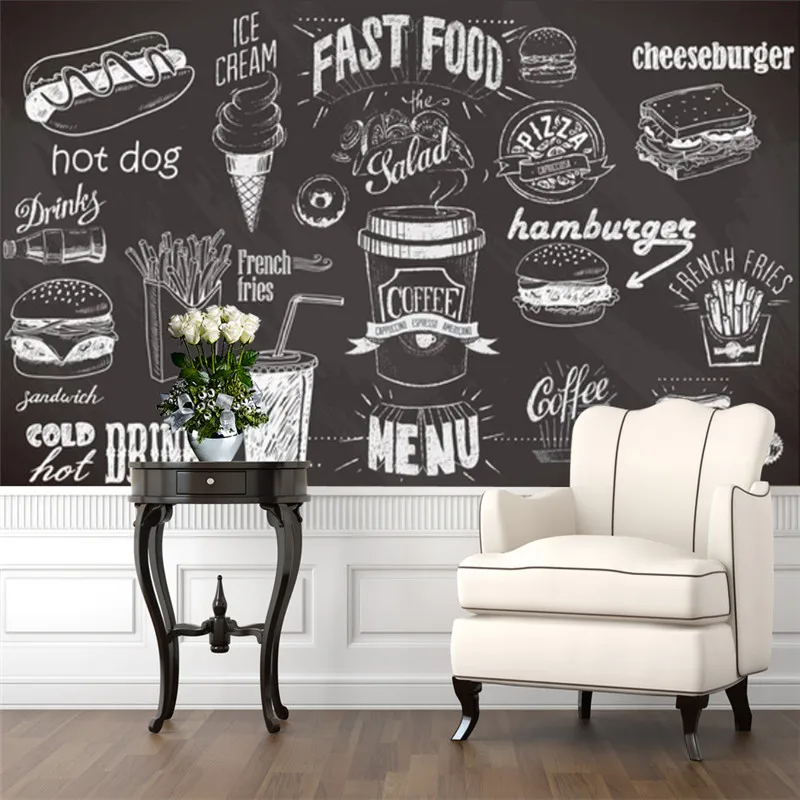 Custom Hand-painted Blackboard - مراجعة Food Snacks Background وسعره