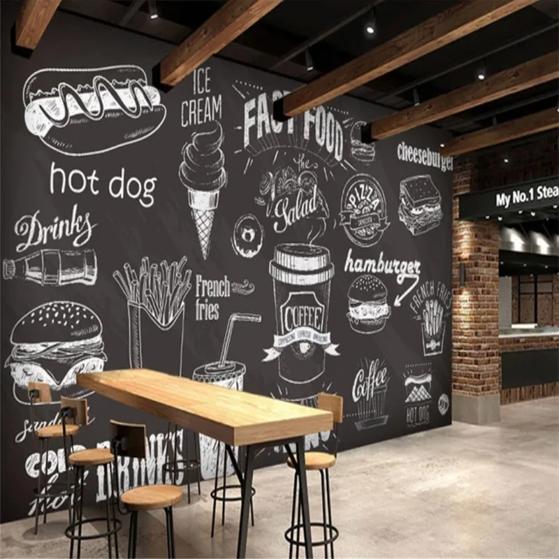Custom Hand-painted Blackboard - مراجعة Food Snacks Background وسعره