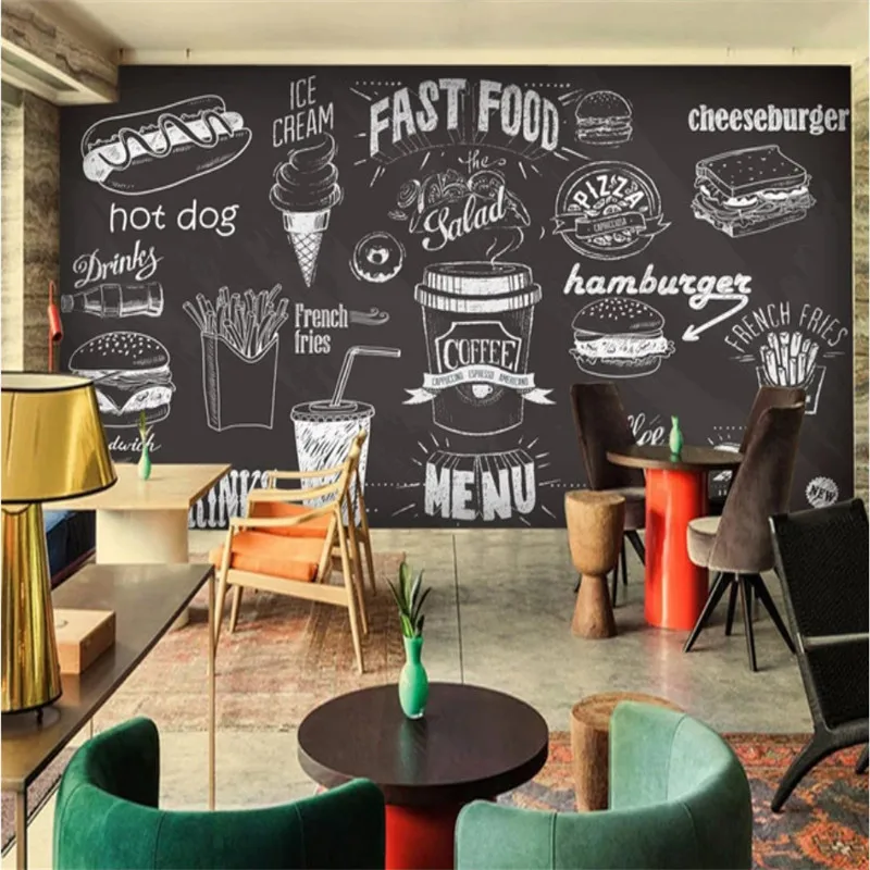Custom Hand-painted Blackboard - مراجعة Food Snacks Background وسعره