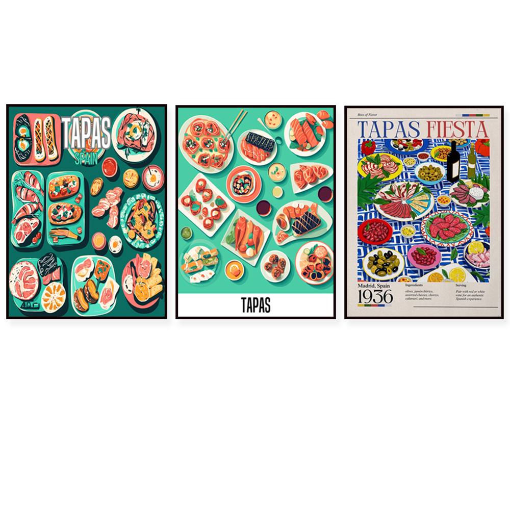 Spanish tapas snack print, foo - مراجعة Food Snacks Restaurant وسعره