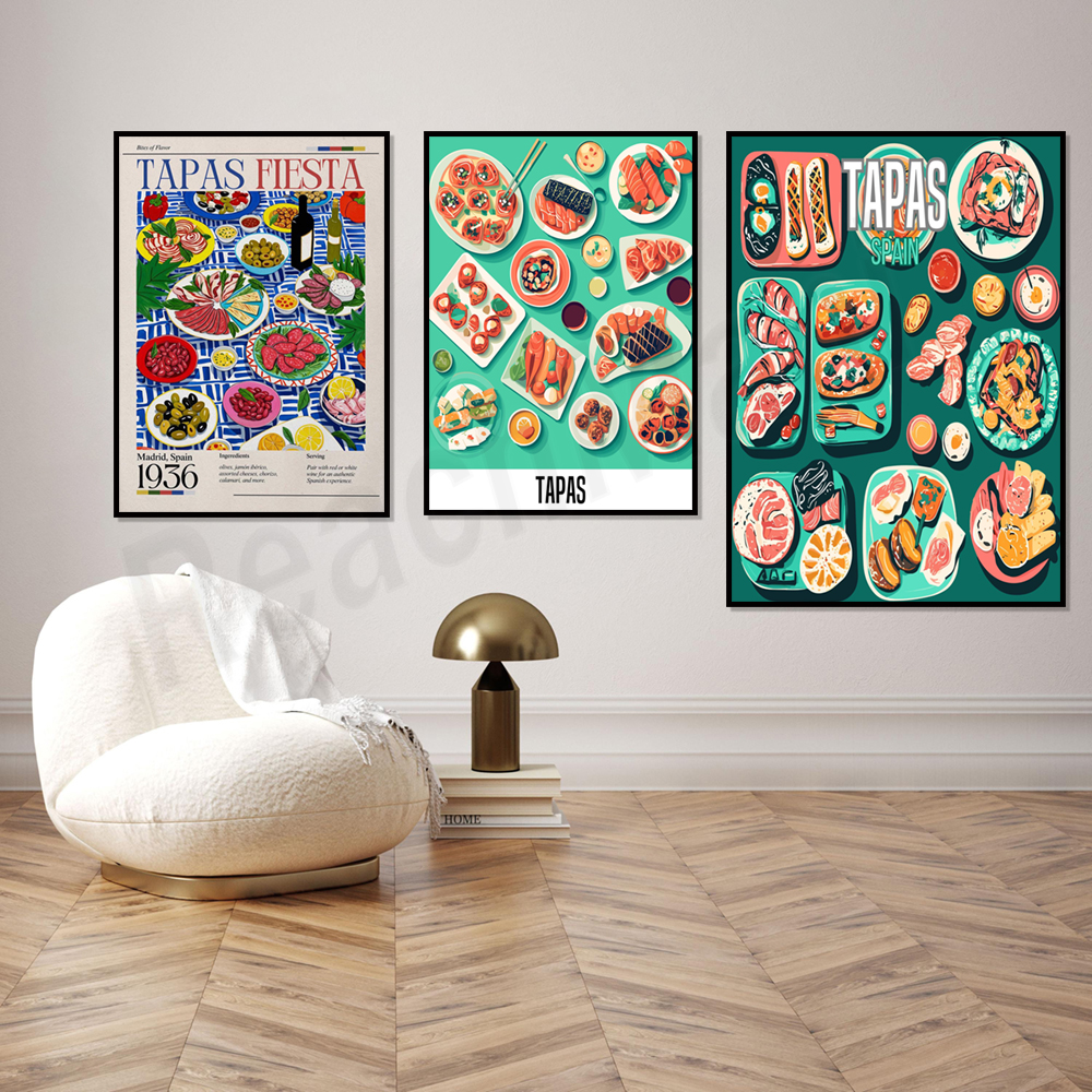 Spanish tapas snack print, foo - مراجعة Food Snacks Restaurant وسعره
