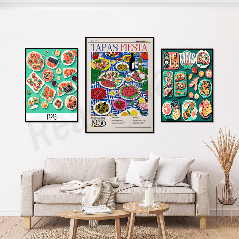 Spanish tapas snack print, foo - مراجعة Food Snacks Restaurant وسعره