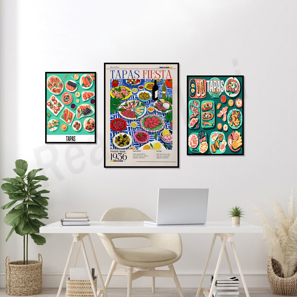 Spanish tapas snack print, foo - مراجعة Food Snacks Restaurant وسعره